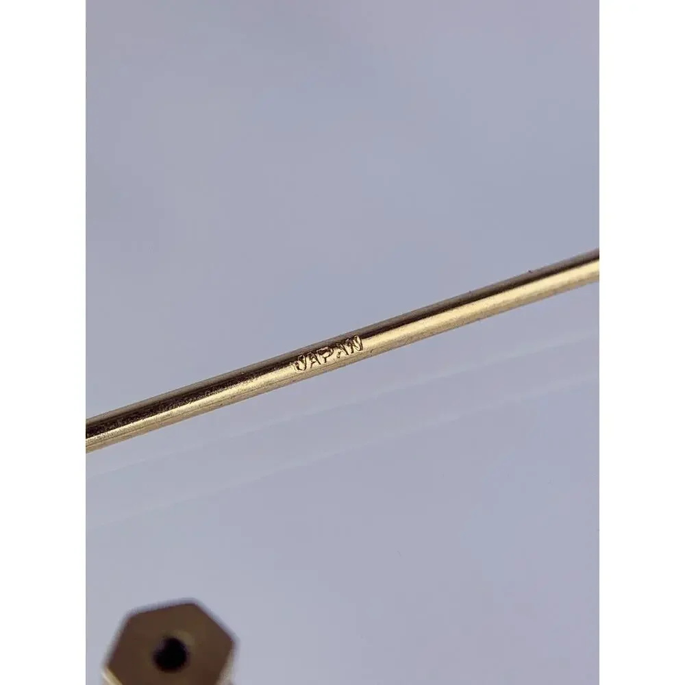 Hexagon Barrel Ends Gold Tone Tie Collar Bar Formal Simple Japan Vintage O1